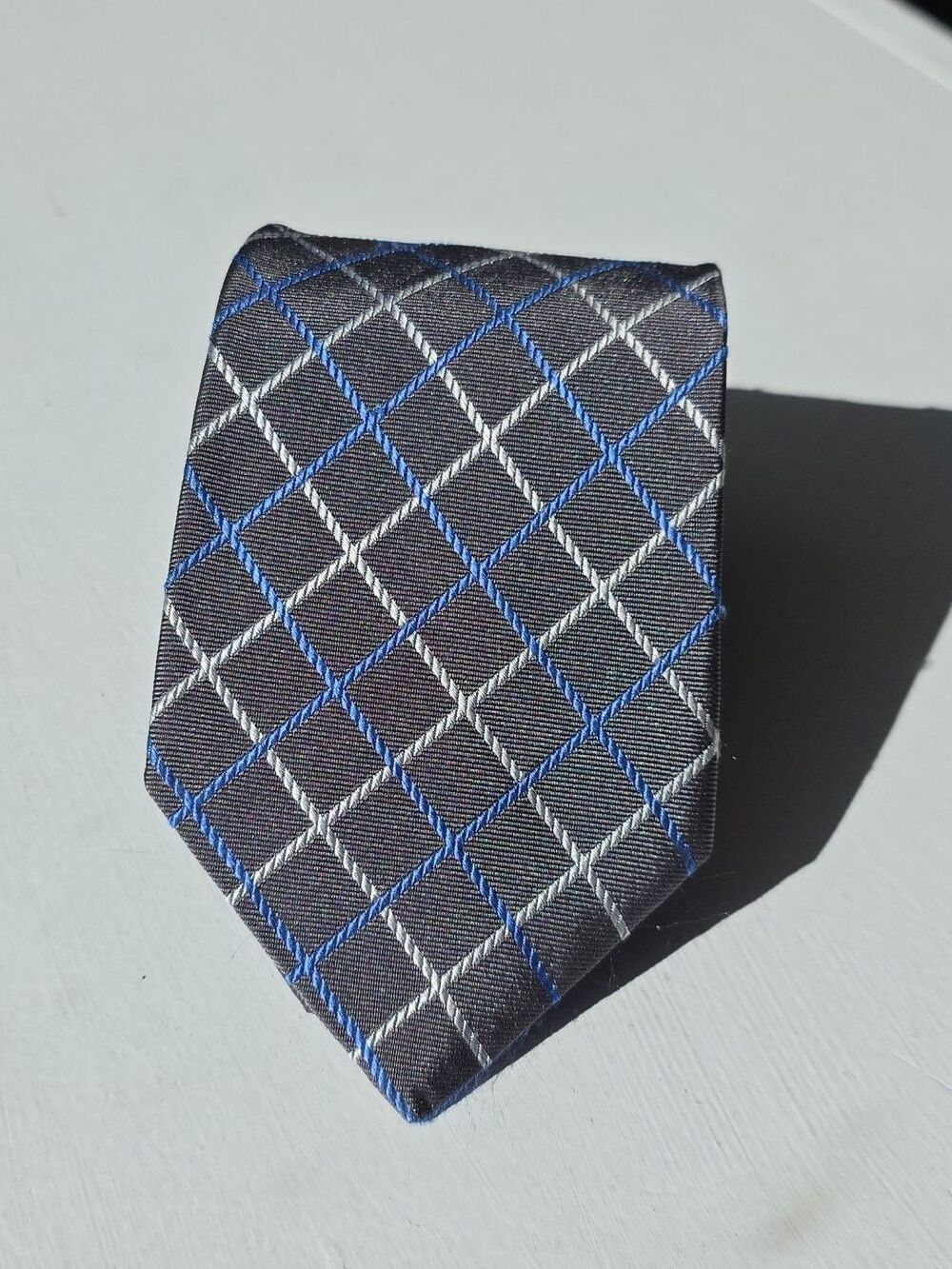 Brooks Brothers Tie Makers And Merchants Silk Gray Blue Check Stripes Classic